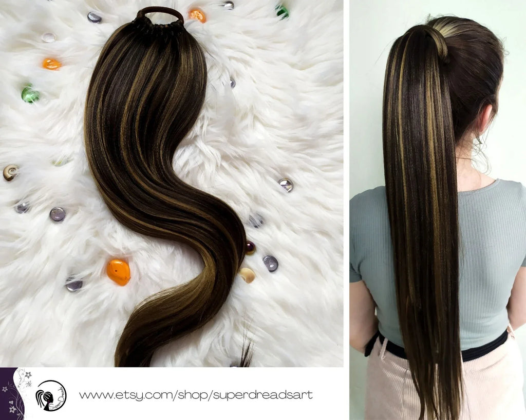 Long Hair Claw Clip Ponytail Elastic Band  Extension